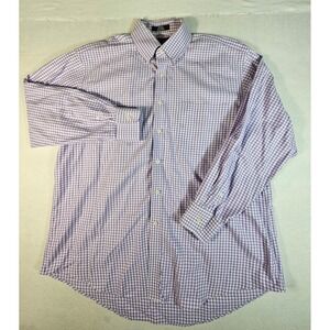 Nordstrom Mens Shop Gingham Non-Iron Cotton Shirt 16.5 32 Classic Fit